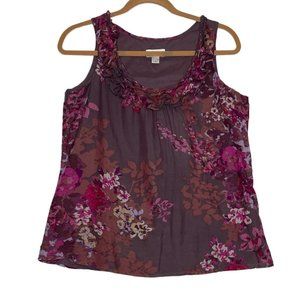 4/$25 Loft Ann Taylor Top Sleeveless Cotton Silk Blend Lined Floral Womens Sz S